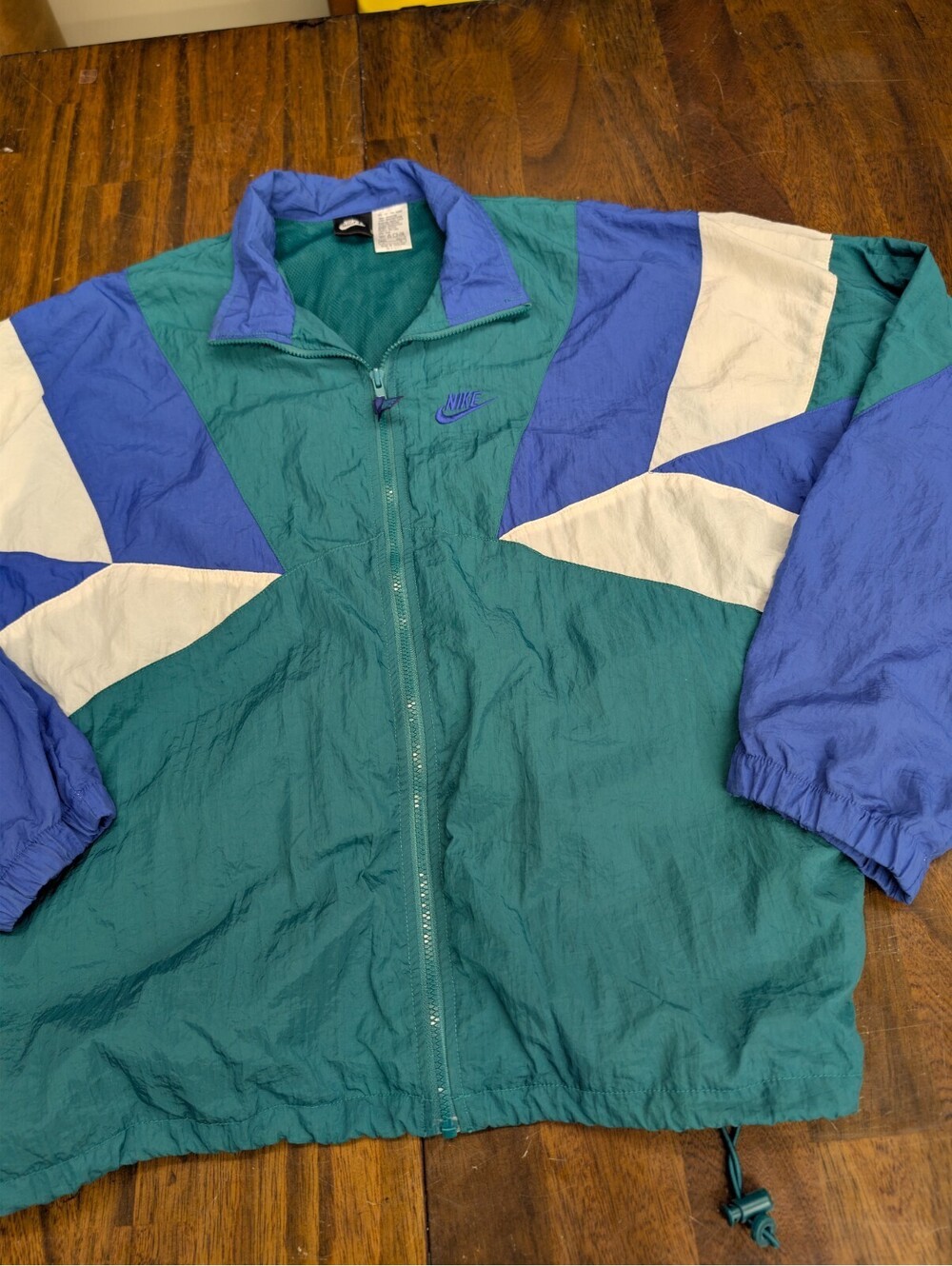 Nike Track Windbreaker Jacket L Vintage Teal Blue Colorblock